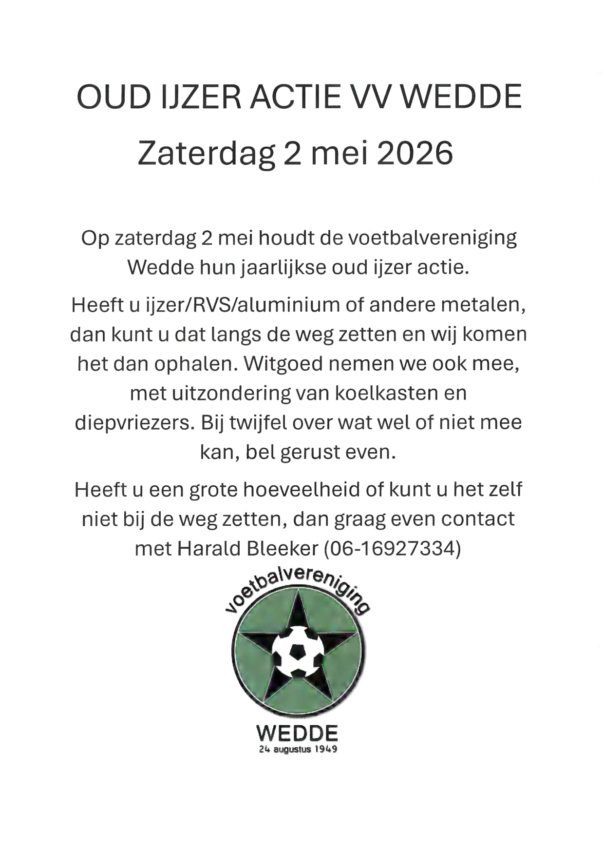Jaarlijkse oud ijzer actie